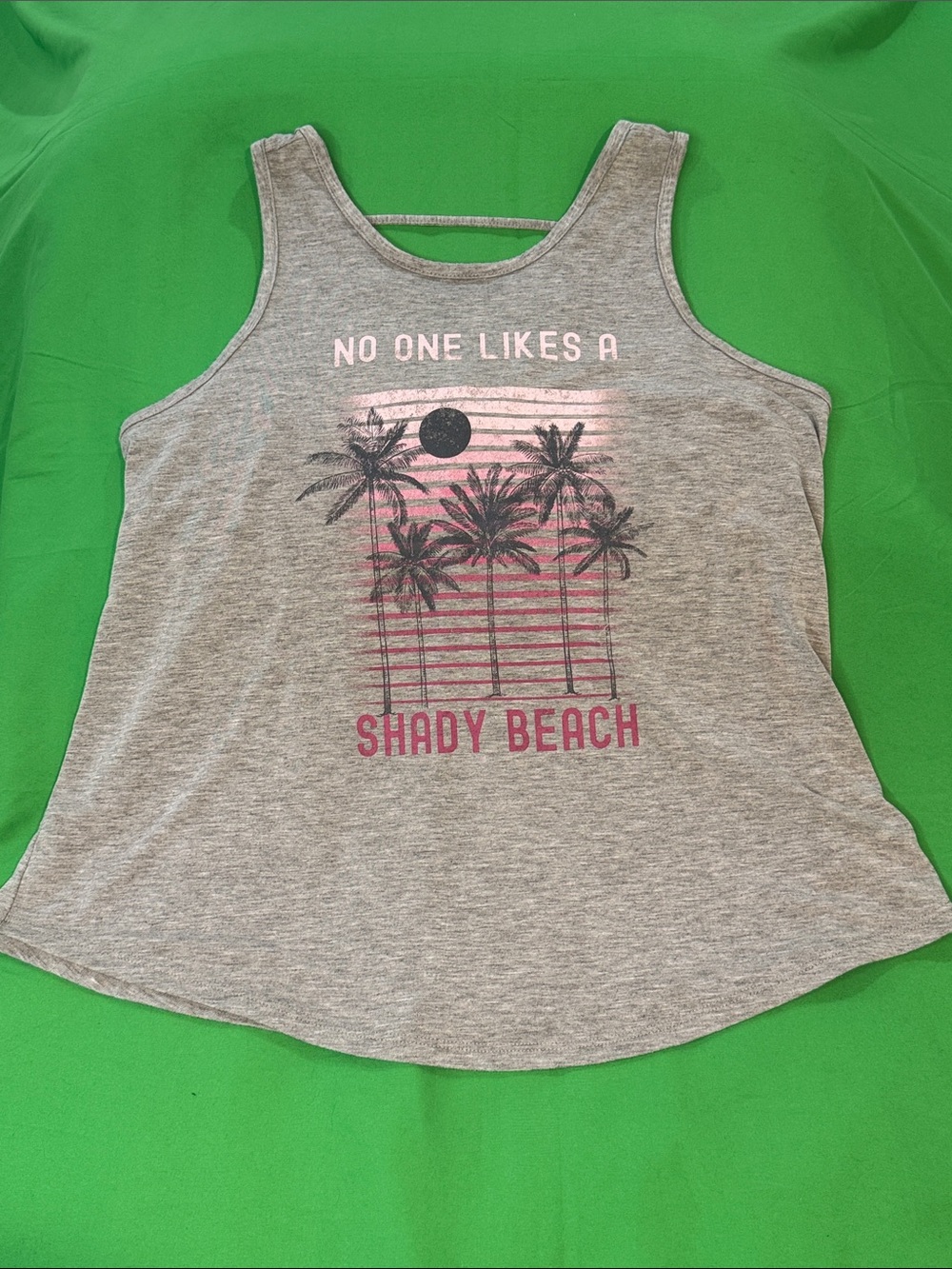 Maurices Gray Tank Swim Cover-Up with Pink & Black Palm Graphic
